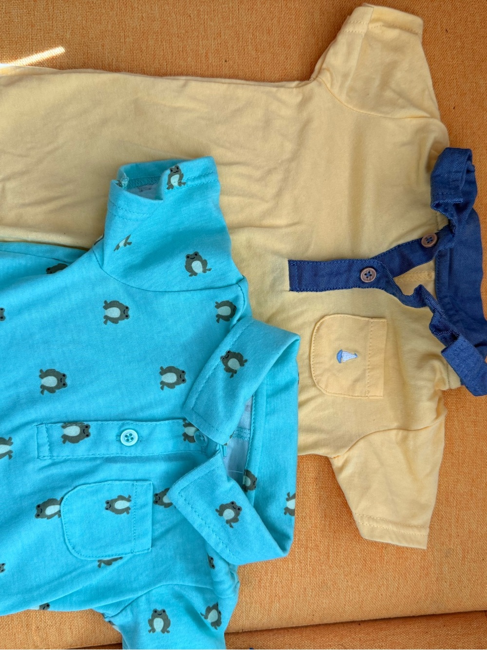 Baby Polo Shirt Set - Aqua Penguin & Pale Yellow